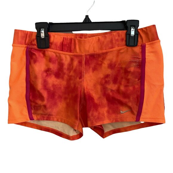 Nike Small Athletic Shorts Orange Tie Dye Dri-Fit Stretch Running - Picture 1 of 9